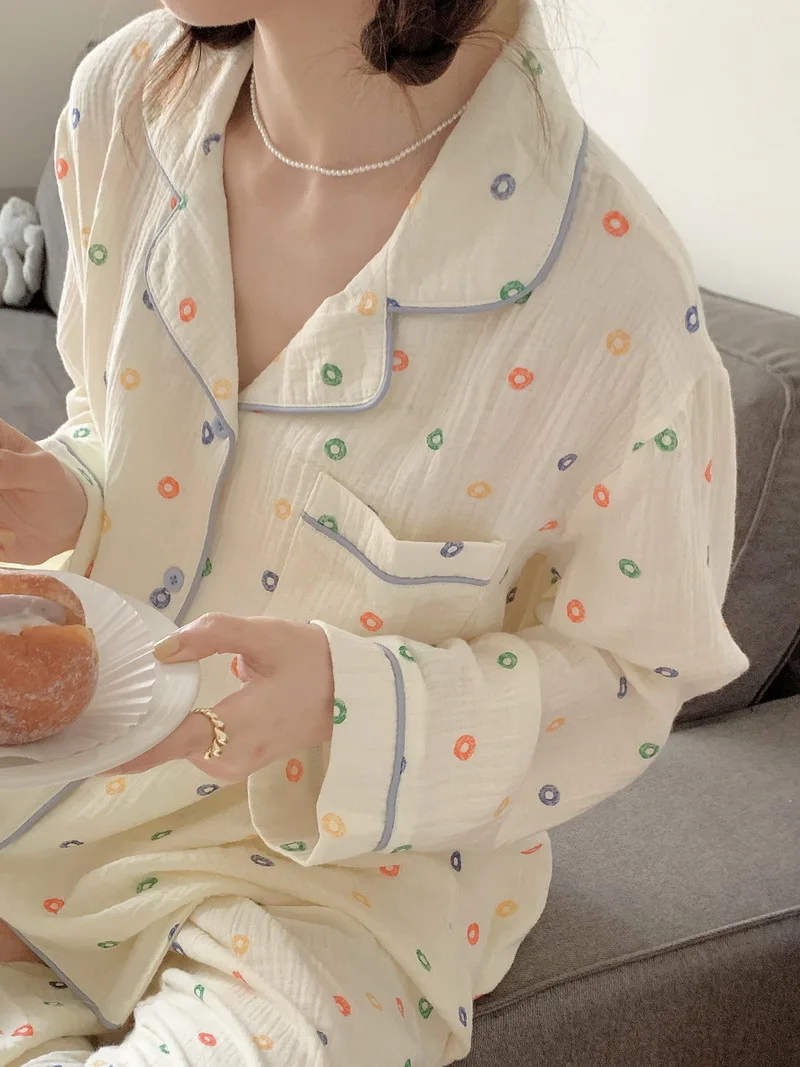 Korean Version of High-Quality Pajamas Suit Female Autumn New Long-Sleeved Trousers Comfortable Breathable Homewear