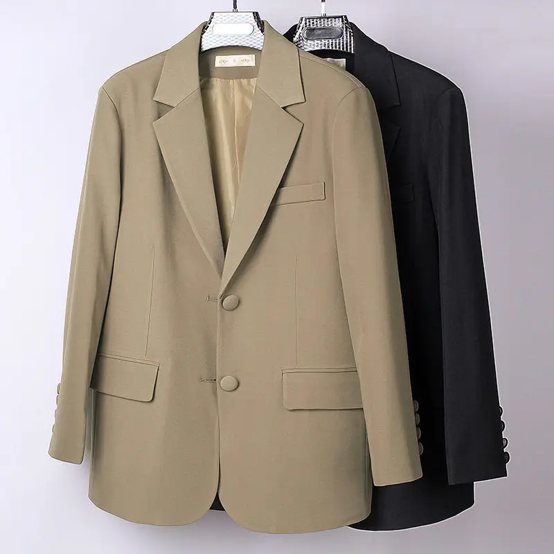 

Модный Блейзер корейской версии на весну и осень 2022, Новая повседневная женская однотонная шикарная Офисная Женская куртка с пуговицами и лацканами
