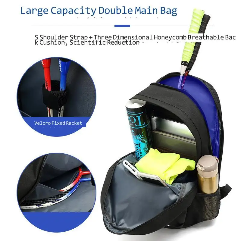 2022 Large Capacity Tennis Racket Bag Badminton Bag Tennis Backpack Men's Women's Professional Sport Raquete Tenis Package Black 4
