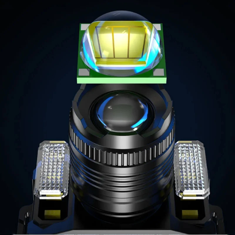 Description Picture 2 of itemUsb Rechargeable Headlamp Super Bright Head Lamp Motion Sensor Headlight 5 Lighting Modes Zoomable Head Lights Forehead Light