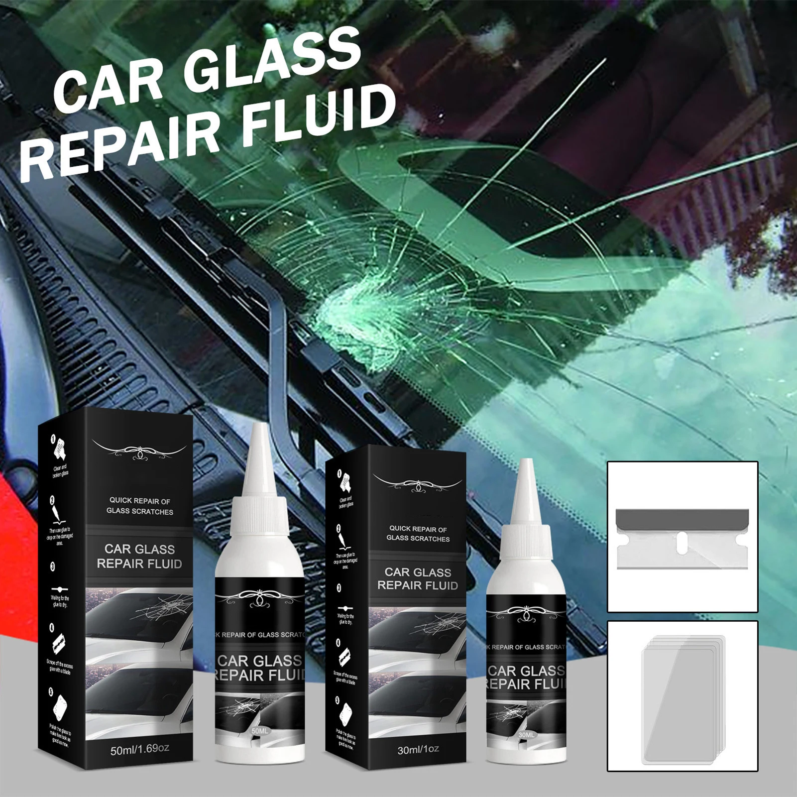 30/50ml Cracked Glass Repair Kit Windshield Repair Liquid Diy Car Window Phone Screen Repair