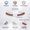 Vnox Gentle Mens Leather Bangle, Stainless Steel Cuff Bracelet with PU Leather Insert, Casual Personality Male Jewelry Gift 5