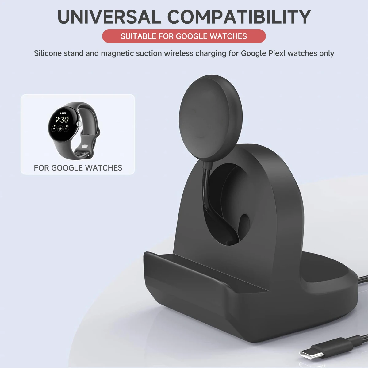 Soft Silicone Wireless Charging Stand for Google Pixel Watch Accessories
