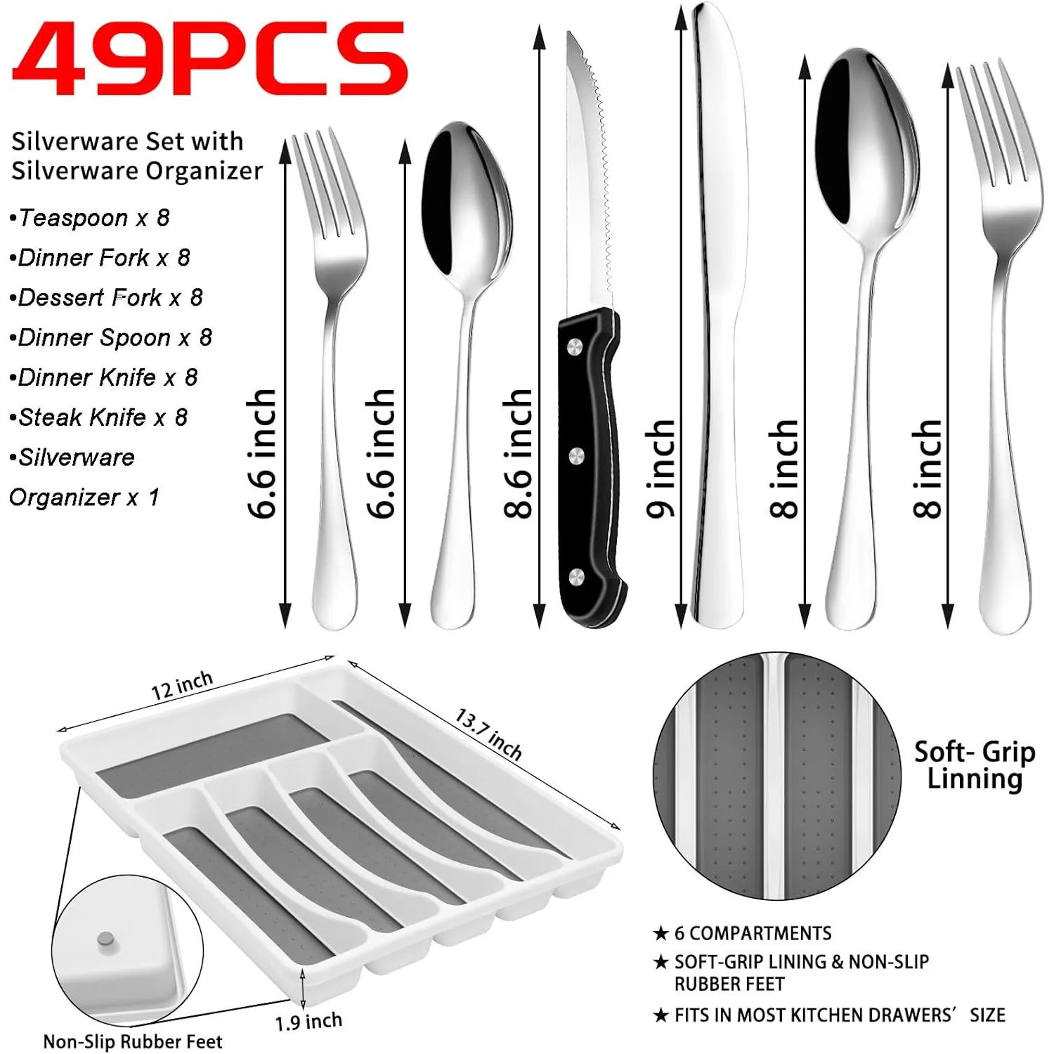 49pcs Stainless Steel Silverware Set 2