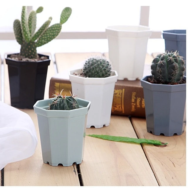 1/3Db Modern Műanyag Nyolcszögletű Virágcserepek A Kerti Irodai Asztalhoz Zamatos Növény Kaktusz Edény Növényi Virág Edények - Image 2