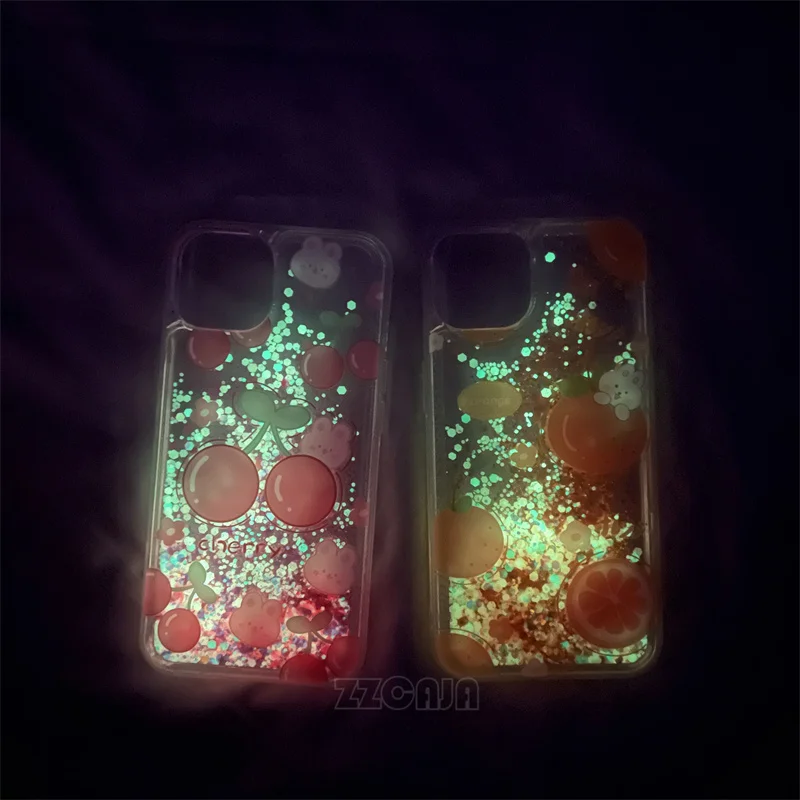 Pink Cherry Gold Orange Luminous Cover For iPhone 11 12 13 Pro Max