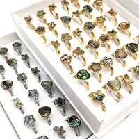 Wholesale 20Pcs /50pcs Flower Heart Charm Shell Mix Stainless Steel Rings Women Party Ring Wedding Jewelry 1