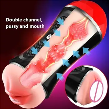 Male Real Vagina Deep Throat Double Masturbator Adult Endurance Exercise Male Sex Toy Pussy Masturbators for Men Sex Shop 6