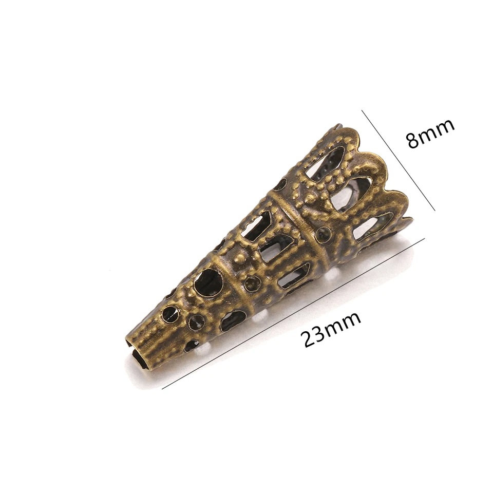 7 Pièces 13X10mm Filigrane Cônes Perle Bouchon Argent Antique