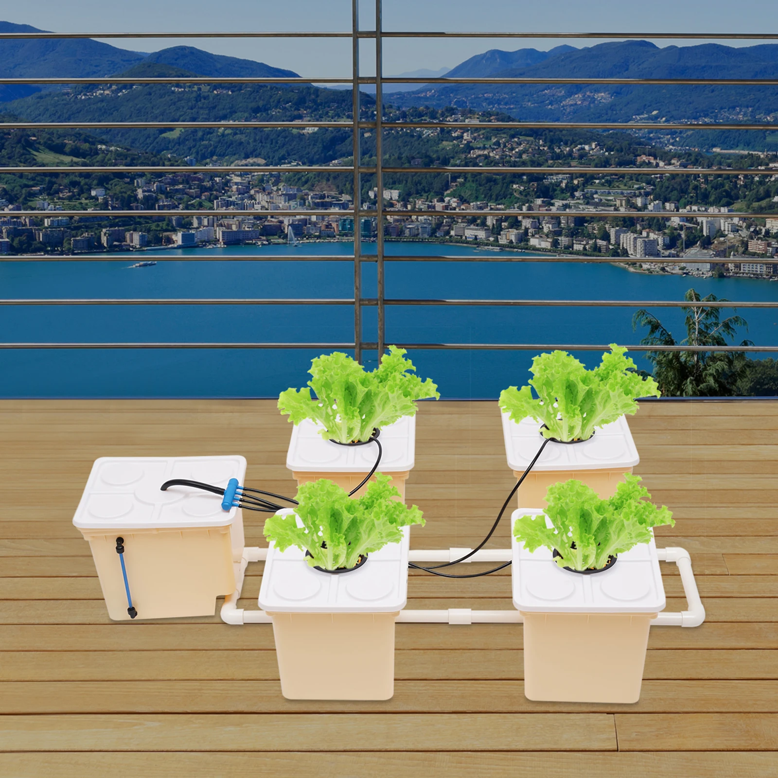 5-Bucket Hydroponic System Kit 79GPH Water Pump 2.9Gal Buckets Complete Hydroponics Growing System for Indoor/Outdoor Garden