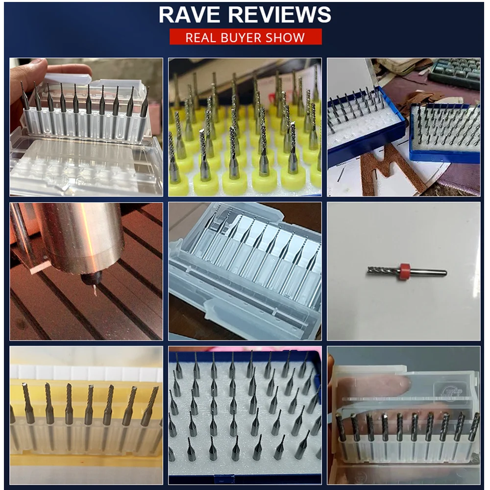 PCB 옥수수 스레드 밀 직경 0.5-3.175mm 조각 라우터 비트 세트, 3.175mm 생크 엔드 밀, CNC 공작 기계 1.0-3.0mm, 10 개