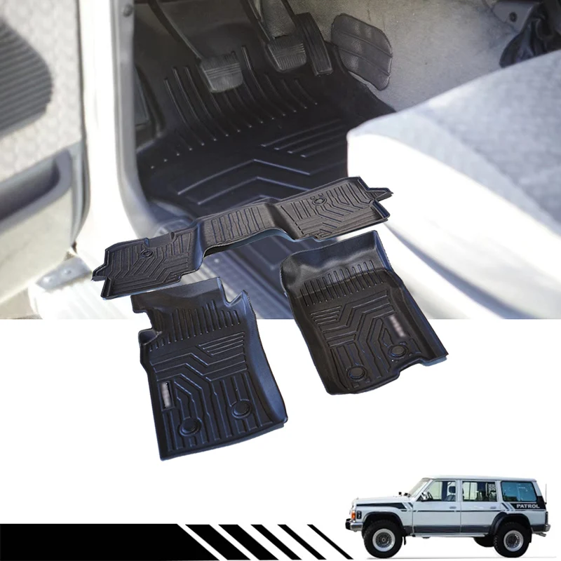 

Waterproof Floor Mat For Nissan Patrol Y60 Carpets TPE Thicken Left Ludder Car Foot Mats Patrol Y60 Accessories