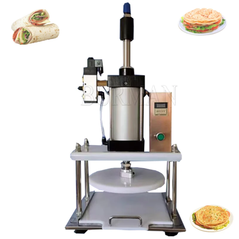 

Pneumatic Dough Press Machine Roti Chapati Flat Pancake Tortilla Making Machine With Different Pan Size