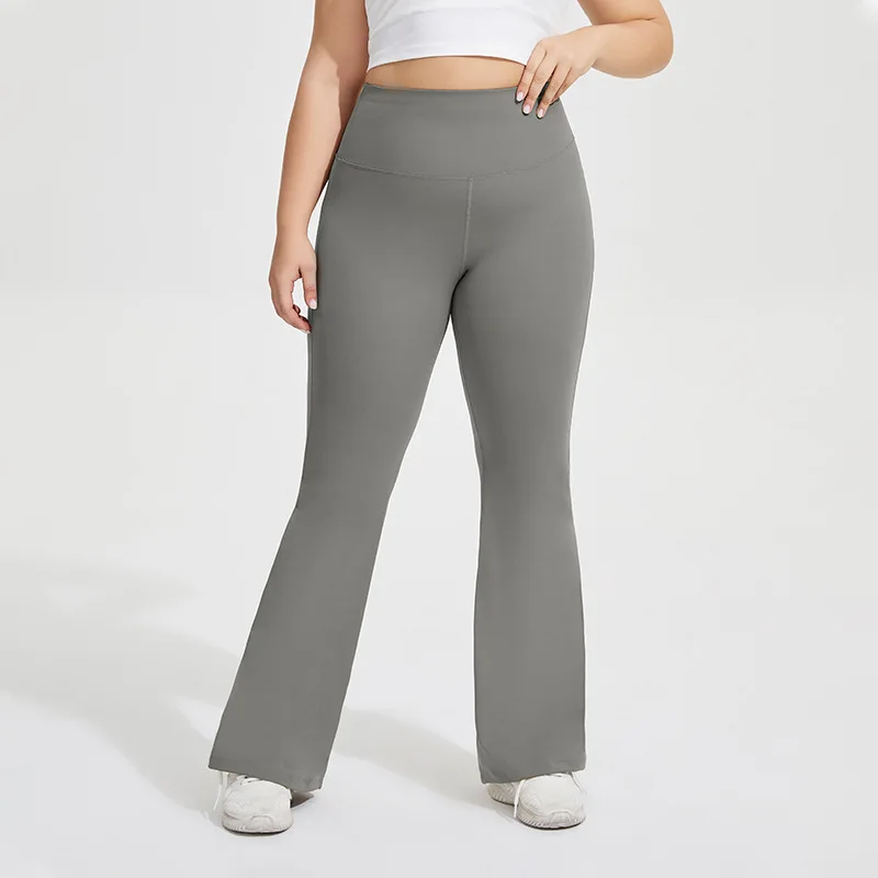 Women Large Size Yoga Flare Pants Nude Feel High Stretch Hip Lift Fitness Pants Plus Size Casual Yoga Pants KK192