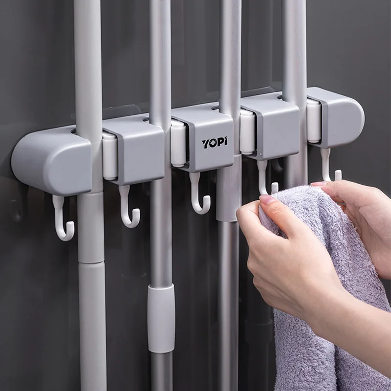 

Зажим для швабры без пробивания отверстий на стене, прочный крючок для швабры для ванной и балкона, крючок, зажим, держатель для швабры, зажим для швабры