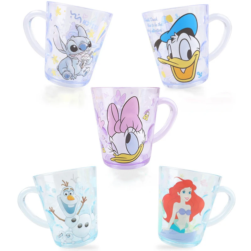 Disney Water Cup Mickey Mouse Spazzolino Da Denti Tazza Anime Glass Water Cup Bambino Milk Juice Cup Studente Trasparente Ins Semplice All'Ingrosso
