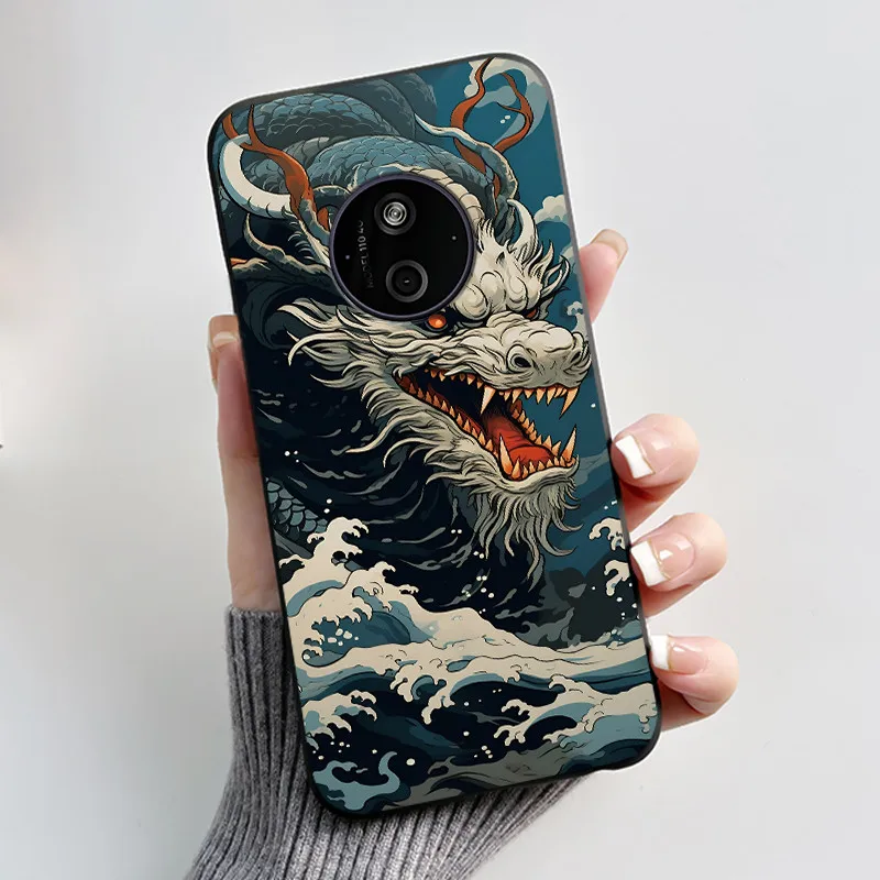Aesthetic Shockproof Black Silicone Case with Sunset Pattern