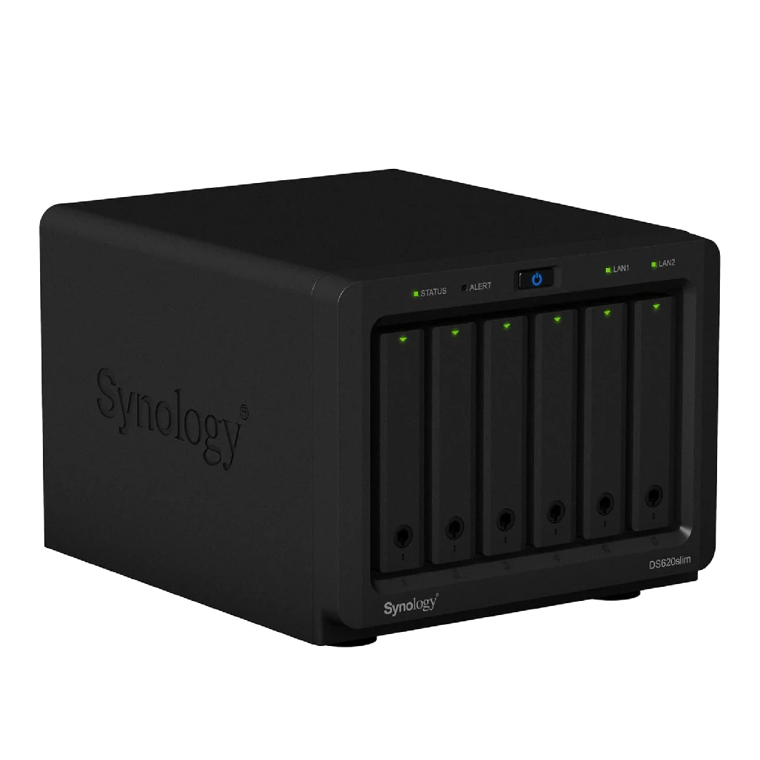 시놀로지 DS620slim 6베이 NAS 디스크스테이션 2GB DDR3L RAM 2.0GHz 인텔 셀러론 J3355 듀얼코어 인클로저 NAS 인클로저 (디스크 미포함)