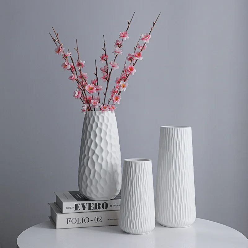 

Home Decoration Aesthetic White Hydroponic Vase Modern Style Living Room Desktop Ornament Ceramic Crafts Flower Arrangement Vase