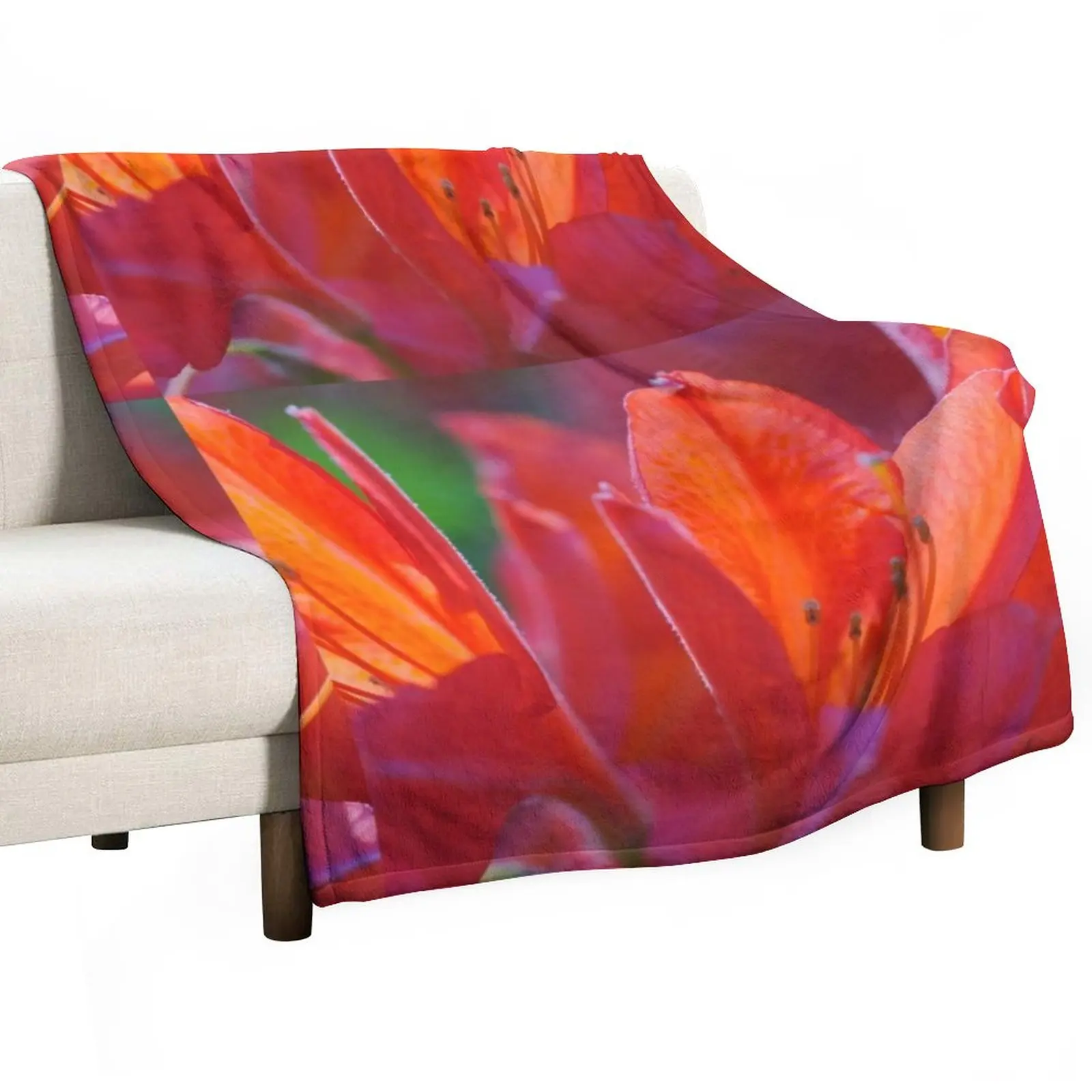 

New bright red rhododendron flower Throw Blanket Decorative Throw Blanket Camping Blanket