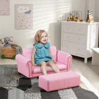 Kids Sofa Set with Footstool for Toddlers and Babies, Pink 1