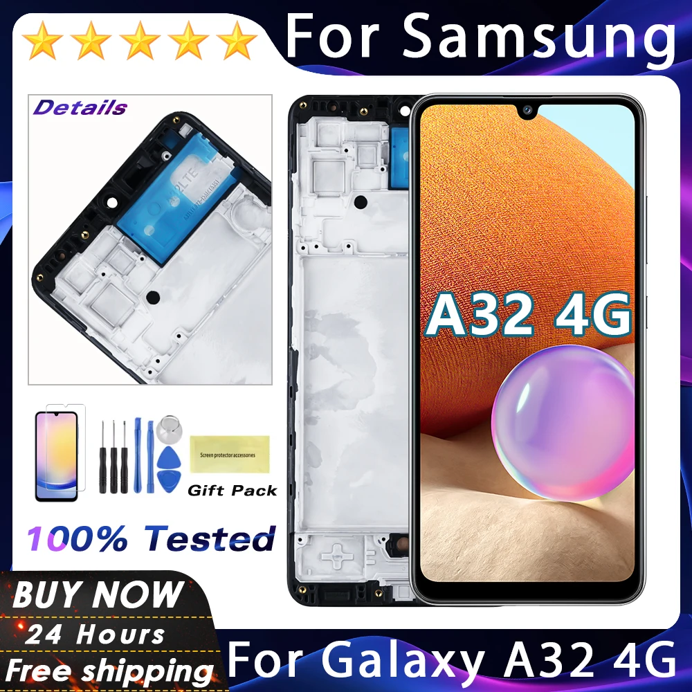 AMOLED LCD Display Touch Screen Replacement For Samsung Galaxy A32 4G A325 A325F A325M A325N