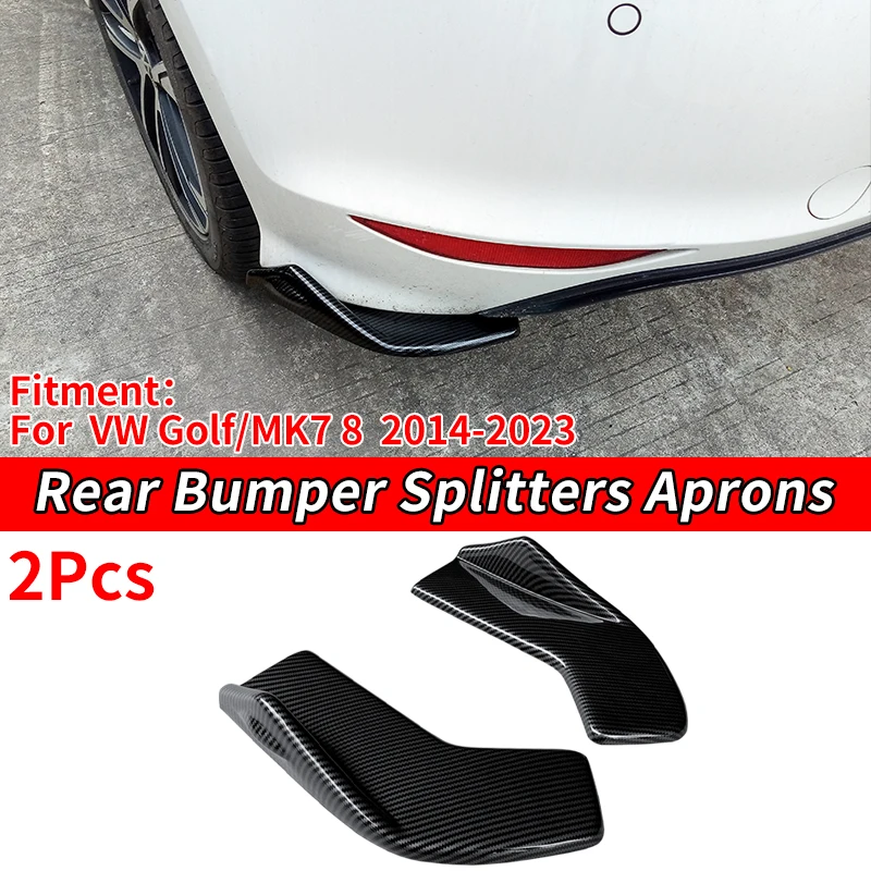 For Golf MK7 8 2014-Car Rear Bumper Splitters Aprons Trunk Lip Spoiler Canard Wing Diffuser Wrap Angle Protector ABS
