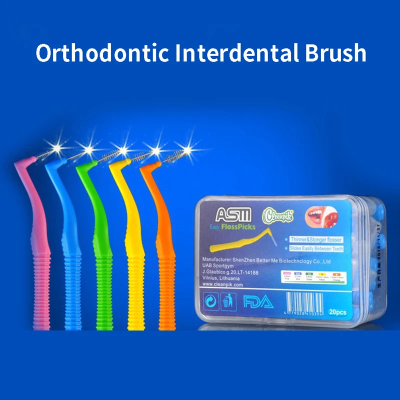 20 Pcs Adult Toothbrush Orthodontic Interdental Brush Oral Care Ultra-fine Cleaning Brush