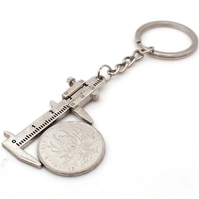 

Mini Metal Movable Vernier Caliper Ruler Model Keychain Mini Vernier Caliper Keychain Car Turbo Key Chain Gauge Tool