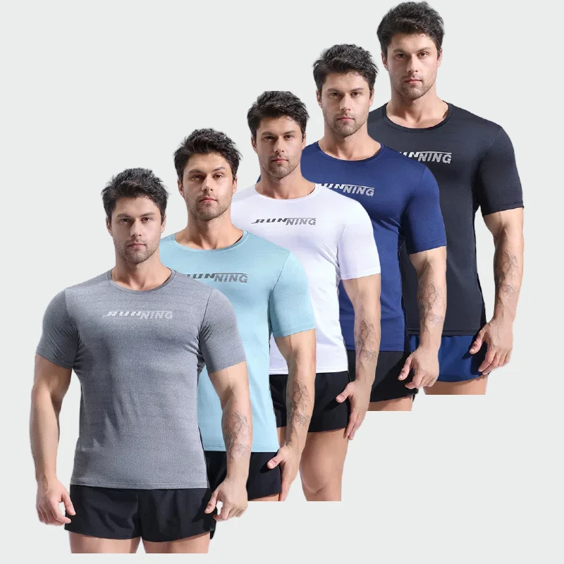 

Men's Summer Quick-drying T-shirt Crewneck Slim-fit Reflective Letters Running Sports Training Fitness