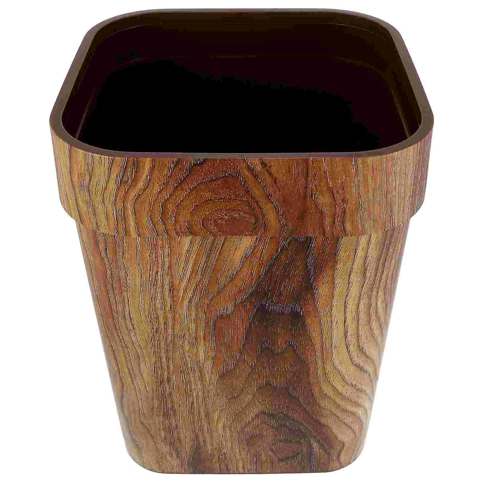 

Wastepaper Holder Wood Grain Garbage Can Plastic Trash Can Home Trash Bucket