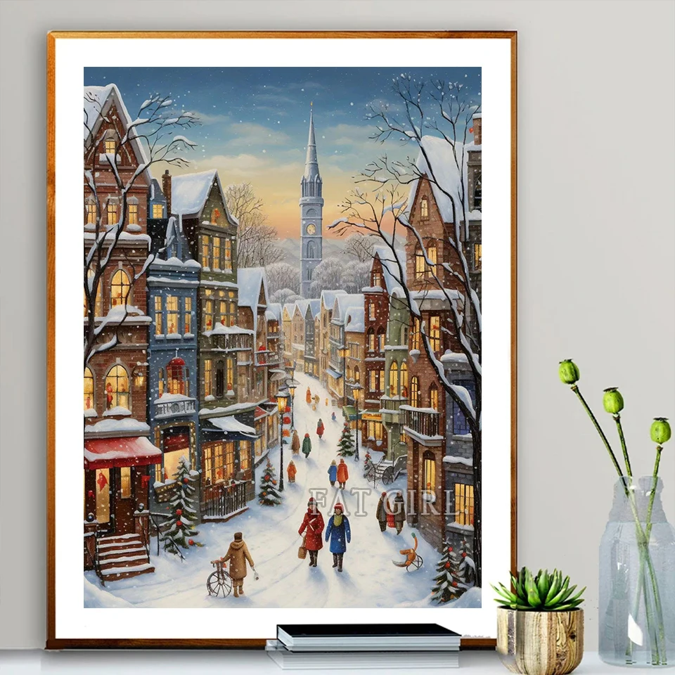 

Алмазная 5d картина в европейском стиле «городы», полный комплект с мотивом рождественского пейзажа, полноразмерная мозаичная вышивка, украшение для дома «сделай сам», 2024