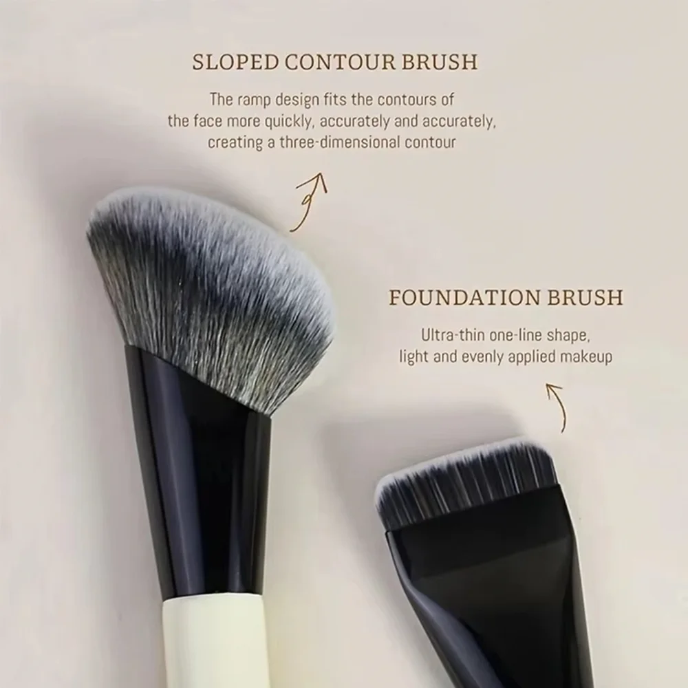 Portable Double Ended Beauty Brush Soft Bristled Foundation Brush Contour Powder and Concealer Brush Multifunctional Beauty Tool