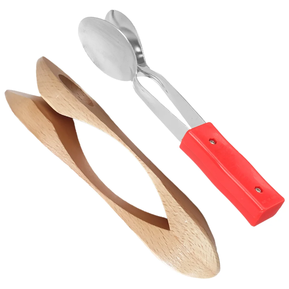 

2 Pcs Music Spoon Instrument Wooden Musical Spoons Percussion Instruments for Adults Beech Metal Funny