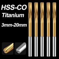 HSS-CO Cobalt Chucking Machine Reamer with TiAN Plated H7 Spiral Helical Straight Shank Reamer 3-20mm for Stainless Steel Metal 1