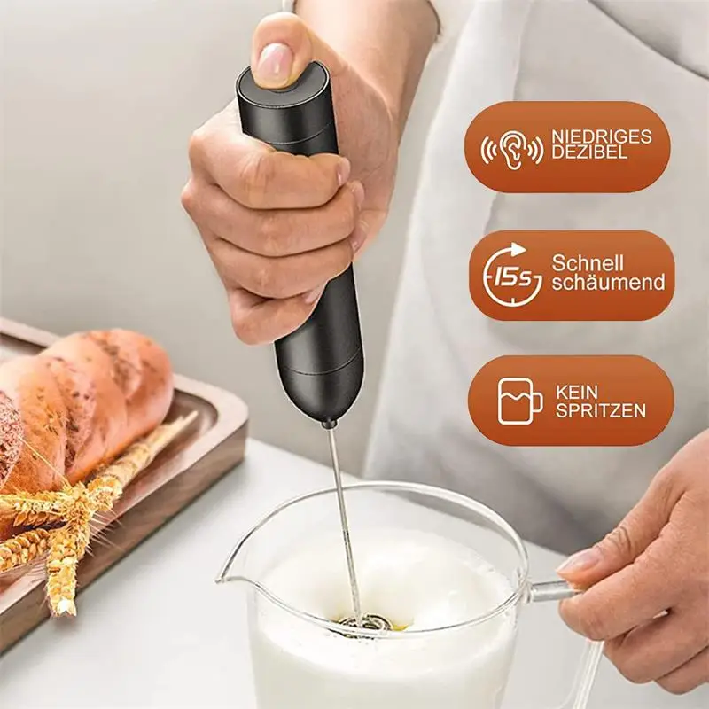 Handheld Battery Coffee Milk Frother Aluminium Alloy Electric Milk