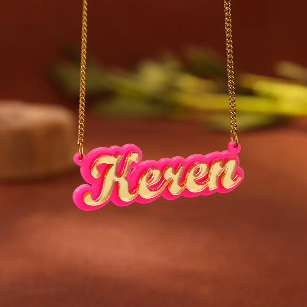 

Acrylic Custom Name Pendant Necklace for Women Clavicle Chain Personalized Nameplate Necklaces Unique Stainless Steel Jewelry