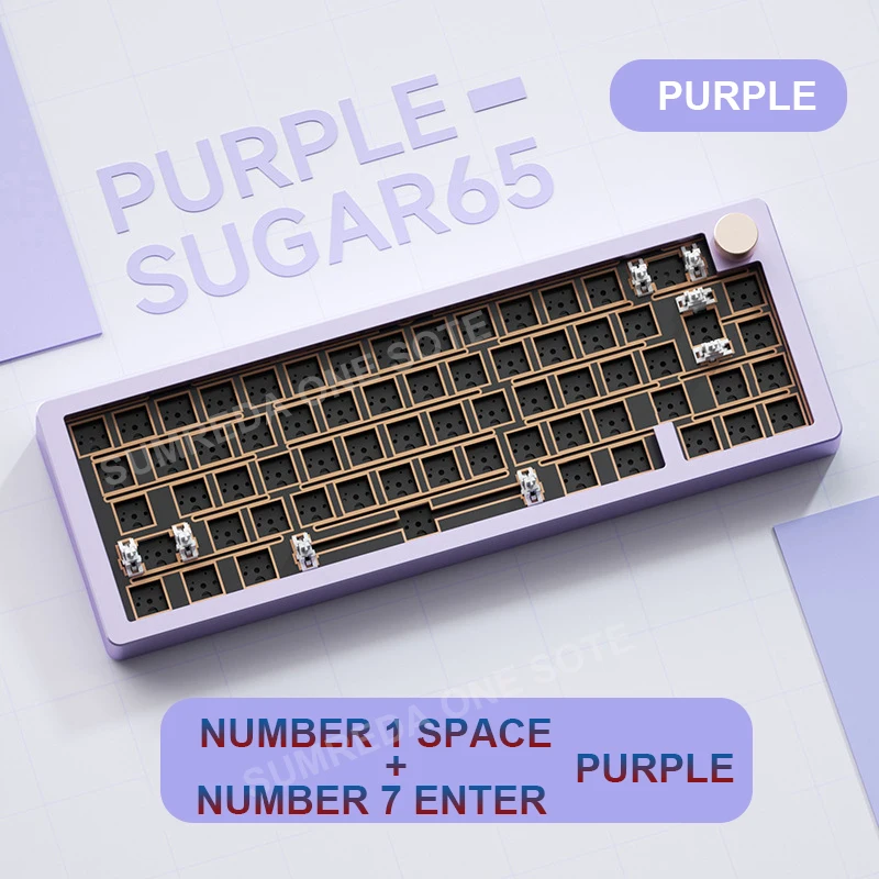 

WKAKRV sugar65 Mechanical Keyboard Customized Metal Aluminum material Kit Hotswap Gaming keyboard RGB backlight wired keyboard