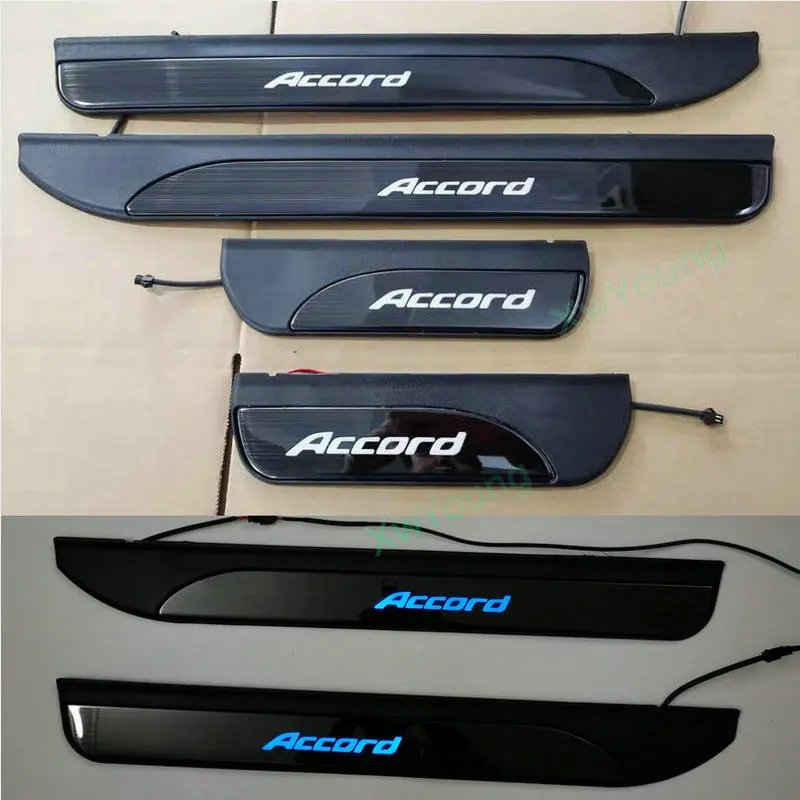 Car Styling Black Titanium LED Door Sill Scuff Plate Guard Sills