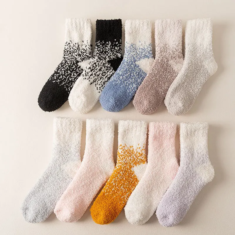 

1Pairs Ladies Women Winter Warm Thick Soft Fluffy Bed Socks Lounge Slipper Coral Velvet Fleece Socks Floor Sleep Sock
