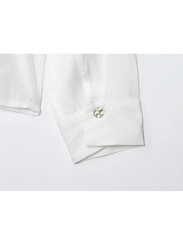 TFMLN Spring Autumn Women Ruffles Collar Shirt Long Sleeve Fashion White Pullover Blouse Tops Female Elegant Lace Up Shirt