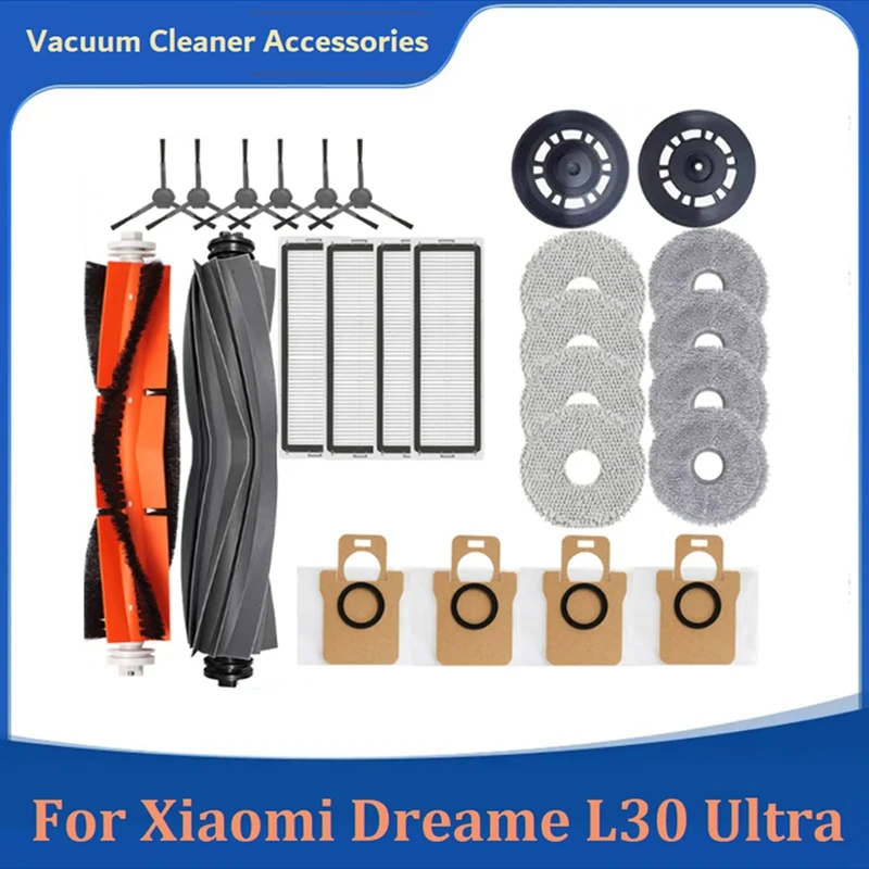 

26PCS Replacement Accessories For Xiaomi Dreame L30 Ultra Robotic Vacuum Cleaner Main Side Brush HEPA Filter Mop Pad Dust Bag