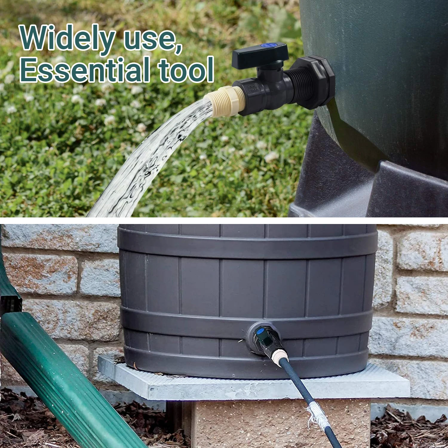 PVC Rain Barrel Diverter Kit 3/4 Inch Rain Barrel Valve Spigot Kit with Bulkhead Fitting Adapter tank tap connector tank tap adapter water faucet adapter garden hose adapter hose tap adapter tank fitting connector plastic pipe connector water pipe connector pipe connector water pipe fitting irrigation pipe fitting garden water connector faucet adapter garden faucet adapter faucet quick connector