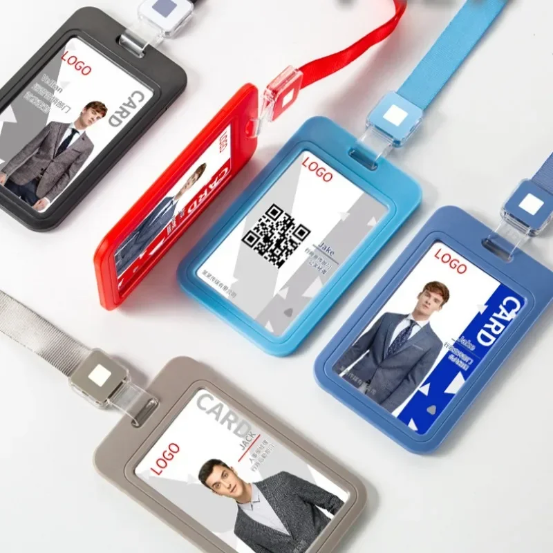 Cards Slots Double-sided Staff Work Card Cover Pass Access Card Holder Name Badge Holder ID Tag Bus Sleeve with Lanyard card holder id card holder id card case business card holder card sleeve card sleeves
