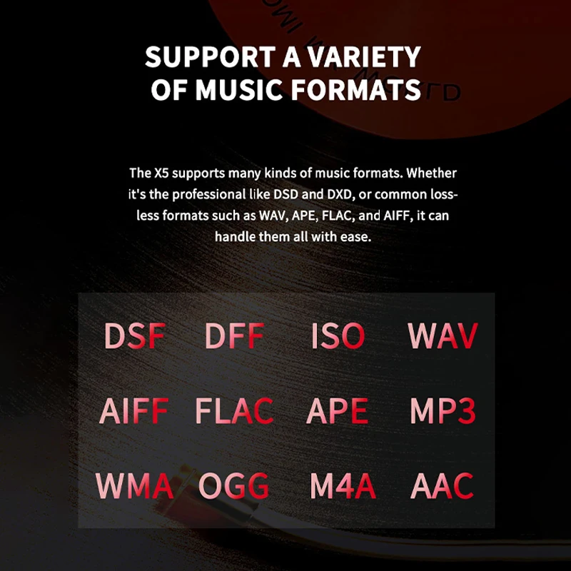 XDUOO X5 HIFI music Player portable Hi-Res lossless DSD256 PCM384kHz Bluetooth Touch Screen Adjustable EQ USB DAC X34005