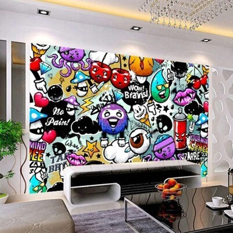 Papier Peint De Art Peinture Graffiti Art, Pinceau Abstrait Panoramique  Déco Mural Pour Salon Chambre D'Enfant Décoration Mu[V4311] - Cdiscount  Bricolage