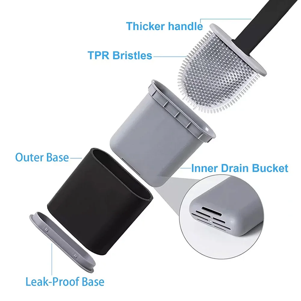 And Bathroom Holder Set Silicone Toilet Brush: 3 - 5 Days Free Delivery Only UK
