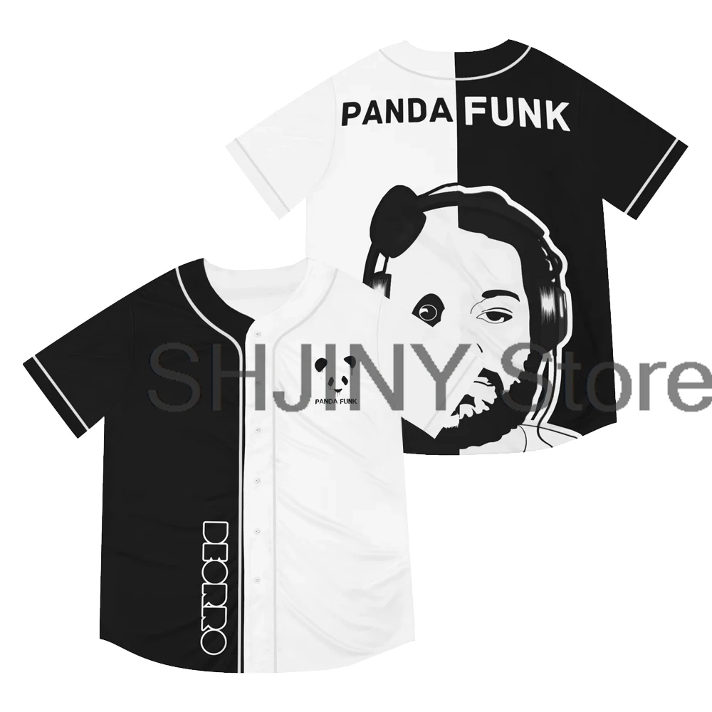 

Deorro Panda Funk Baseball Jersey For EDM Festivals 2024 V-Neck Short Sleeve Shirts Women Men Streetwear Tops