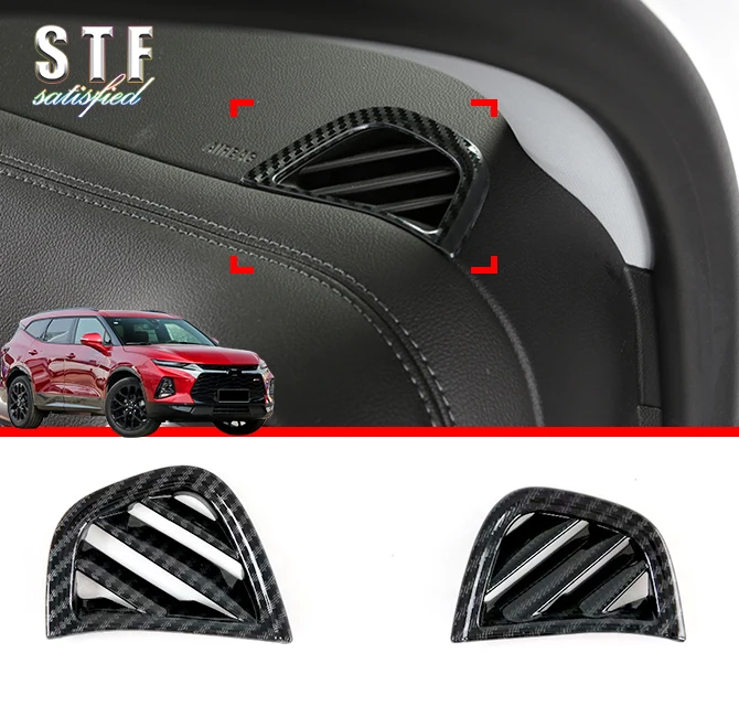 

Carbon Fiber Style Upper Air-Condition Vent Outlet Cover Trim For Chevrolet Blazer 2019 2020 Car Accessories Stickers W4