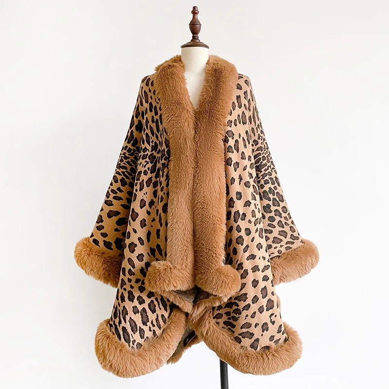 Women's Thick Warm Leopard Print Outerwear - Y2K Streetwear & Elegant Cloak, Coat, Jacket & Poncho for Autumn Winter